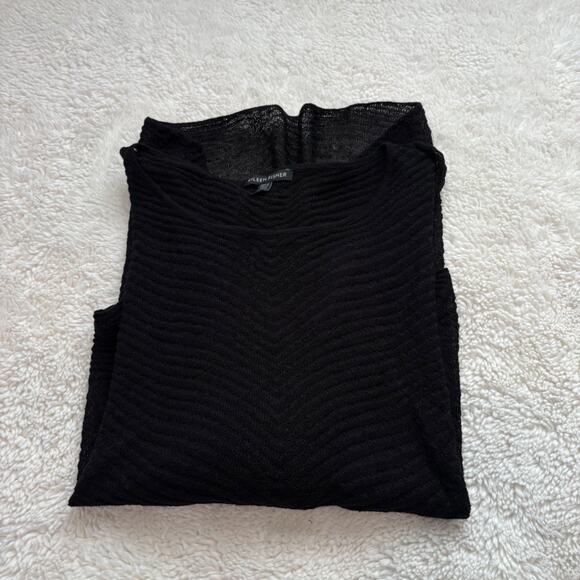 Eileen Fisher Tops - Eileen Fisher Women Hemp Sheer Black Lagenlook Long Sleeve Top L Business Career